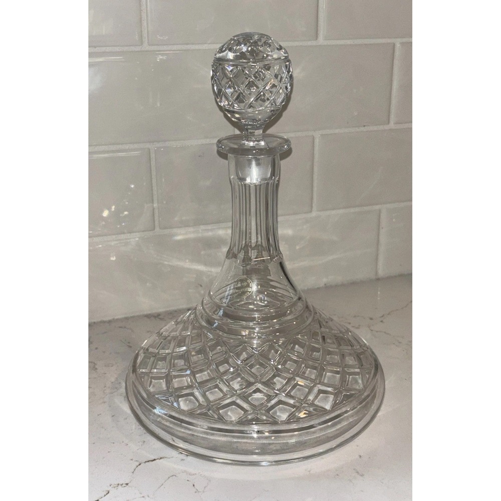 Rogaska Crystal Queen Ships Decanter w/Stopper Yugoslavia 26% Pb0 10 1/8" Tall